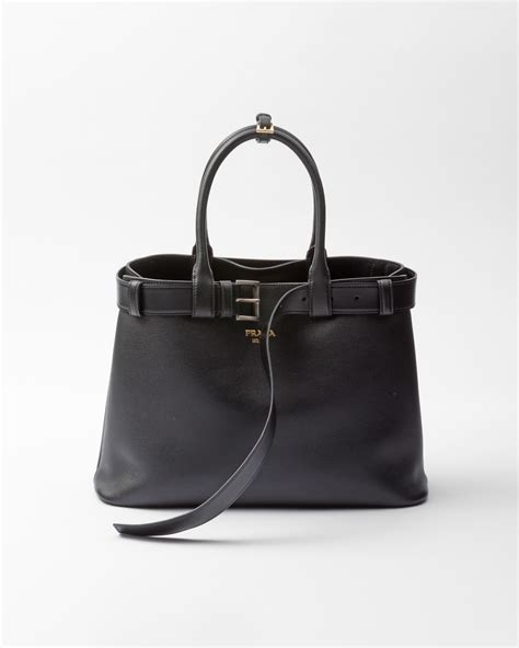 prada back black|prada buckle leather handbag.